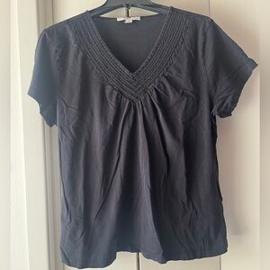 JM Collection. XL Black V Neck Top